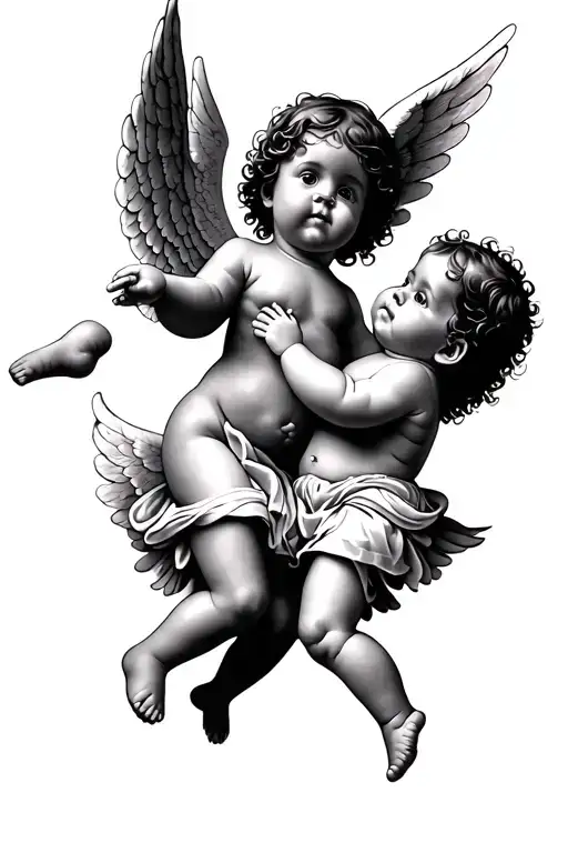 Two Baby Angels Flying