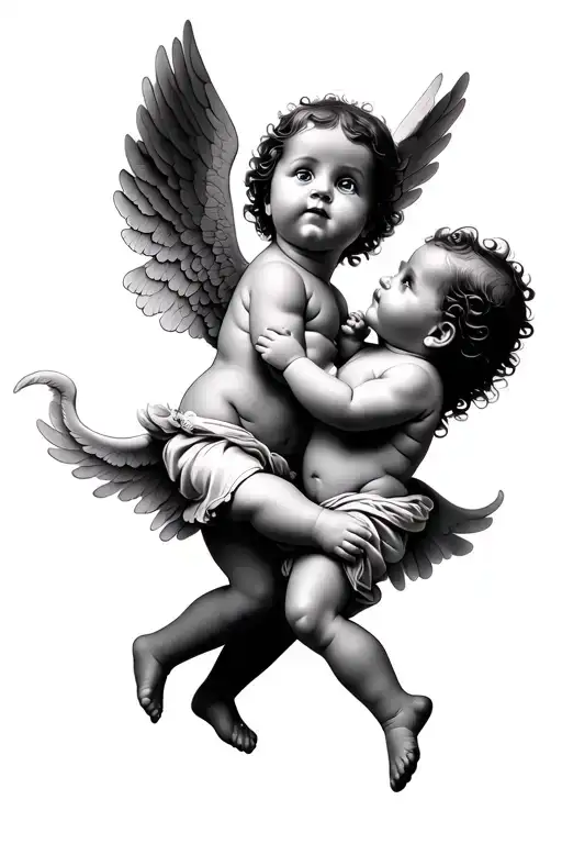 Two Baby Angels Flying