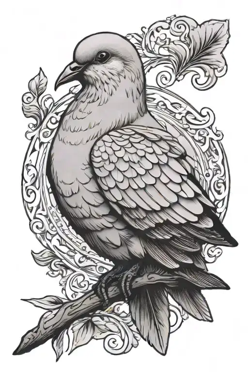 Dove Facing To The Right Side