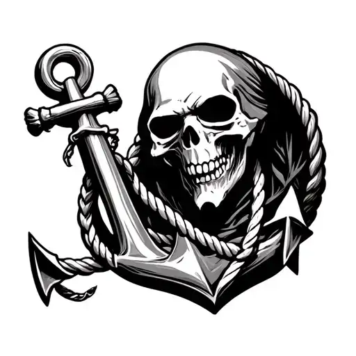 Grim Reaper Anchor Ropes Black And White