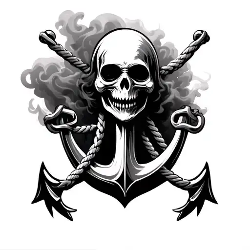 Grim Reaper Anchor Ropes Black And White Smoke Background Scary