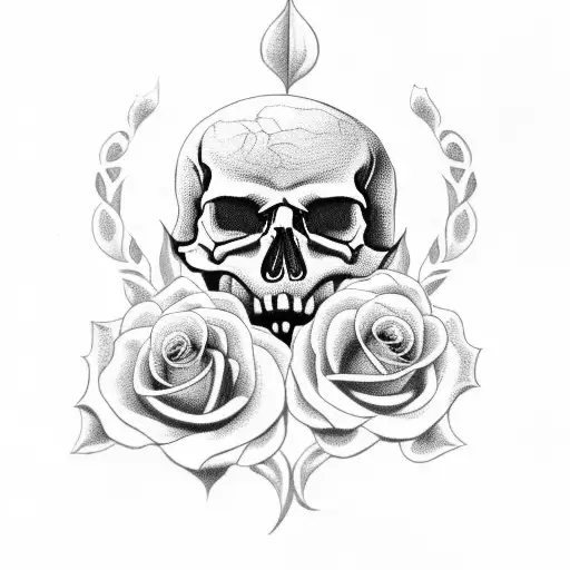 Skull With Roses With The Word Costa