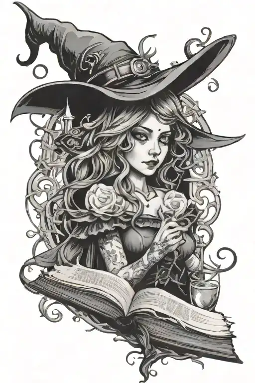 Victorian Gothic Book Loving Witch Surrounded