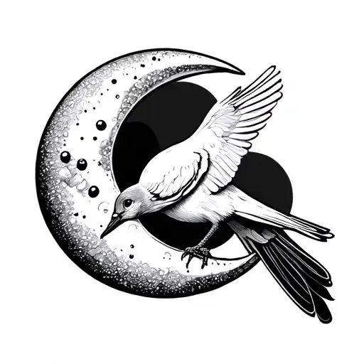 Dove Perched On A Crescent Moon Tattoo Design