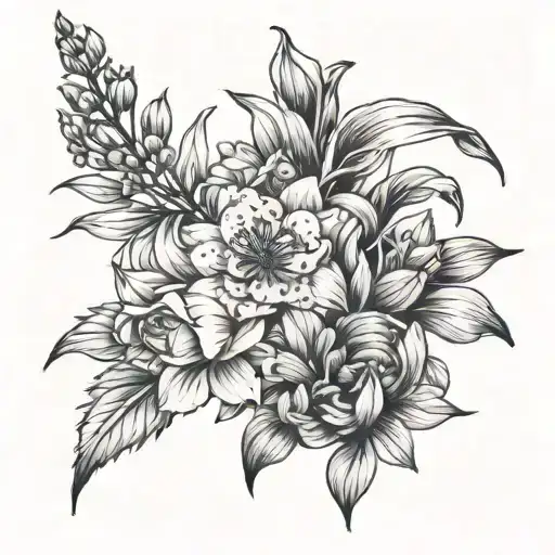 July February April Birth Flower Bouquet