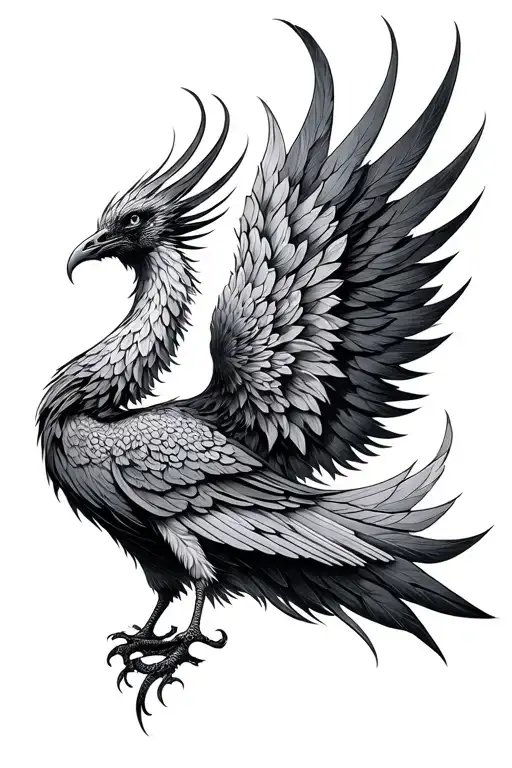 Intricate Fine Line Pheonix Rising