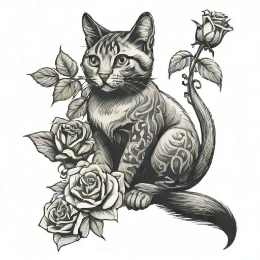 Cat And Roses Dark For Cover