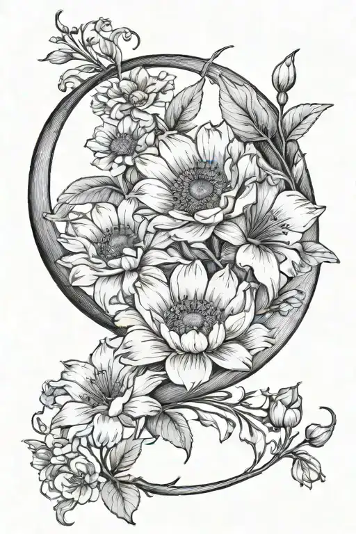 April Birth Flowers Dainty Crescent Moon