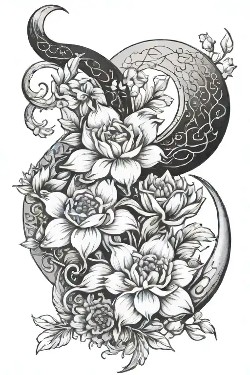 April Birth Flowers Dainty Crescent Moon Merging Together