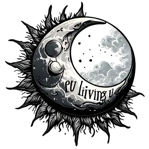 Moon With Sun And Word Living