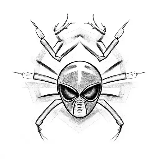 Design A Tattoo Of An Army Helmet With A Spider Crawling Out Of It