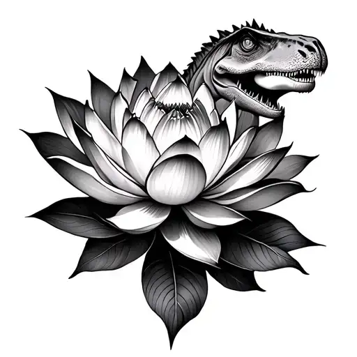 Lotus Flower With Semicolon And Dino