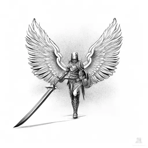 Winged Warrior Wielding A Sword