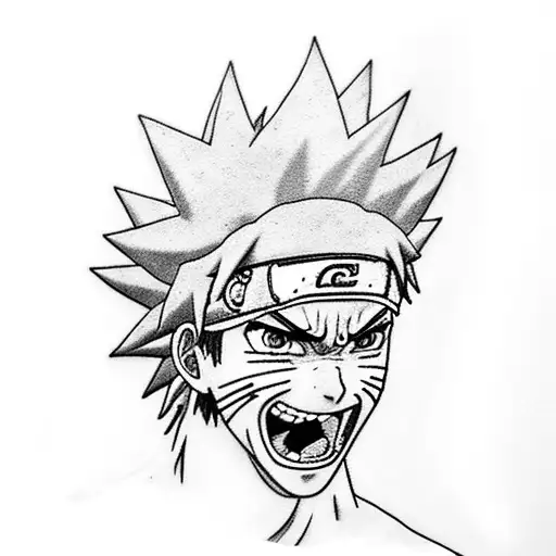 Realistic Tattoo Of Naruto In A Powerful Pose