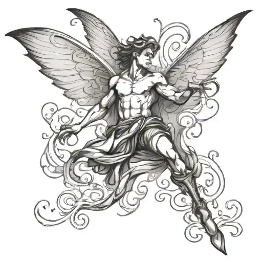 Flying Male Fairy Mysterious And Atractive