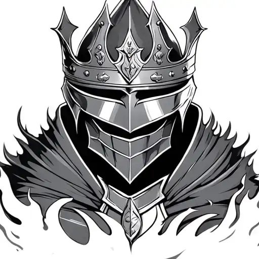 Knight Facing Front Wearing Crown With Fiery Background