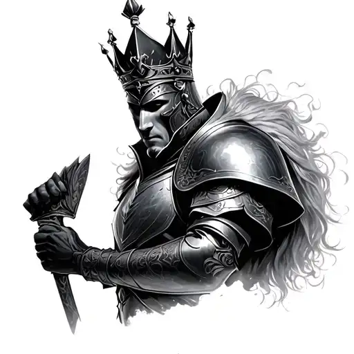 Knight Full Body Facing Front Wearing Crown