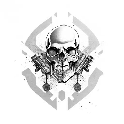 A Tactical Gear-inspired Skull With Camouflage Patterns