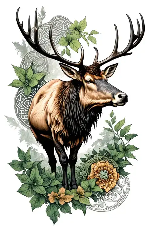 Body Suit Tattoo Design Featuring Irish Celtic Art Nature And A Great Irish Elk As The Back