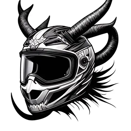 Motorcycle Helmet With Demon Horns Behind