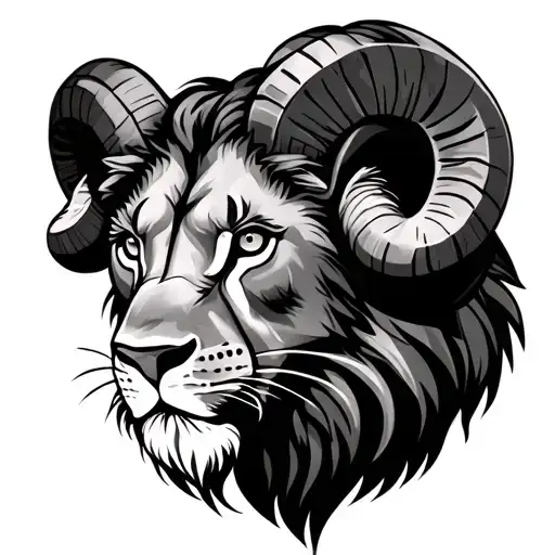 Lion Face And Aries