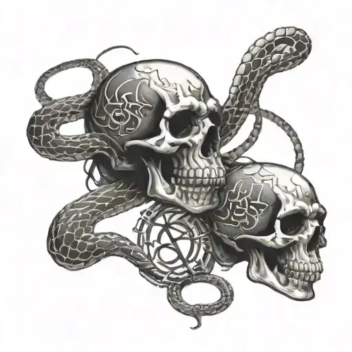 Snakes And Skulls Representing Dark Periods