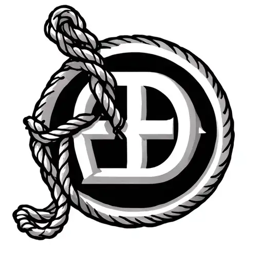 Greek Psi Symbol Has A Rope Tied To Base Of It