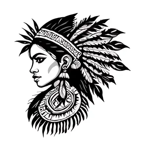 Puerto Rican Taino Indian Woman Sleeve With Second Have Tribal Pattern