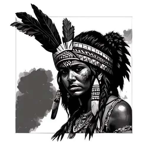 Realistic Puerto Rican Taino Indian Woman Warrior