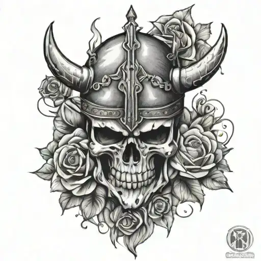 Skull And Roses Viking Warrior