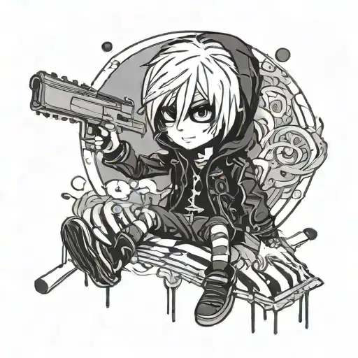 Cartoon Emo In Therain Black And White Black Parade Suit