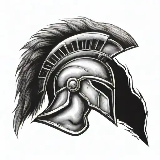 Spartan Helmet Tattoo With Crazy Hair