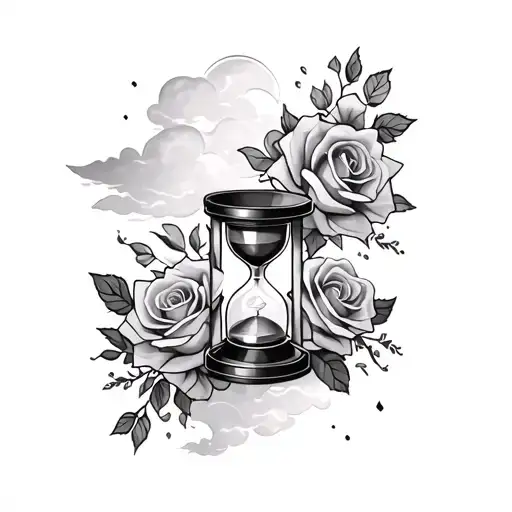 Roses And Hourglass And Clouds Arm Sleeve