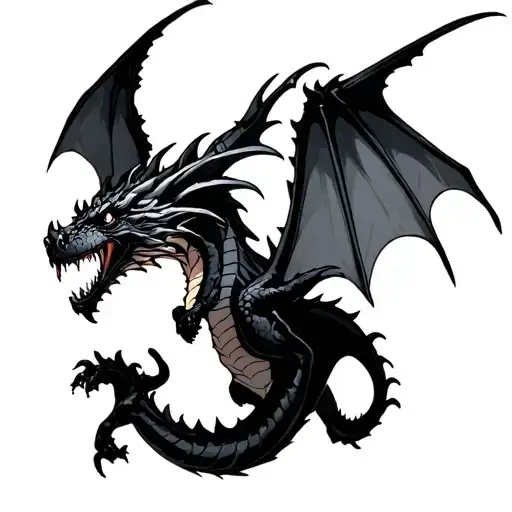 Terrible Horror Black Dragon Flying