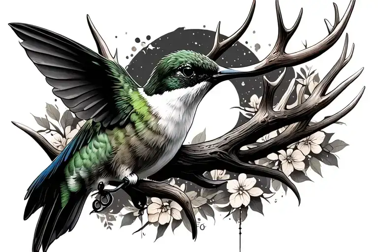 Humming Bird Deer Antlers Fishing Pole