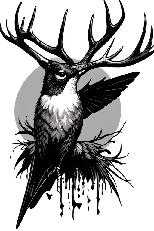 Humming Bird Deer Antlers Fishing Pole