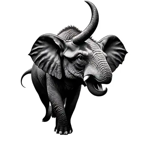 Elephant And Triceratops Face Made