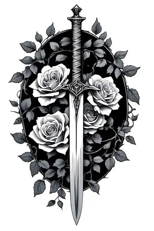 Sword With Rose Vine Wrapping