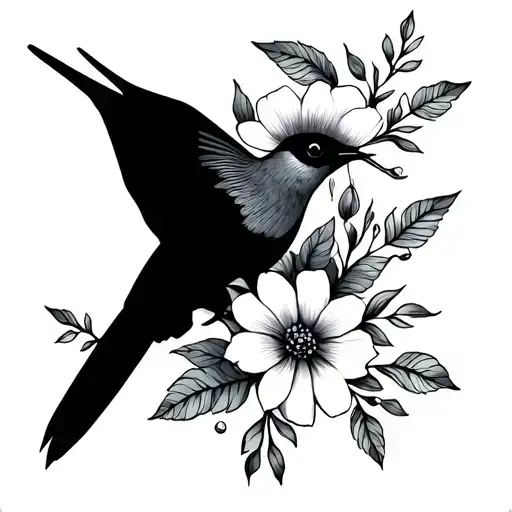 Wrist Tattoo W Flowers And Hummingbird Silhouette