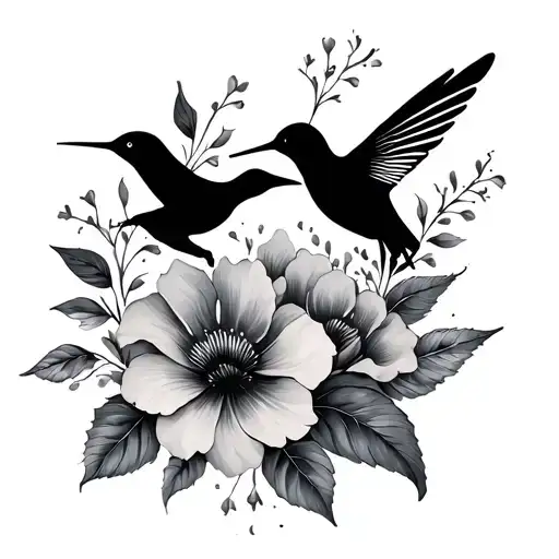 Wrist Tattoo W Flowers And Hummingbird Silhouette
