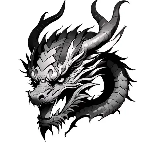 Oni Mask And Dragon
