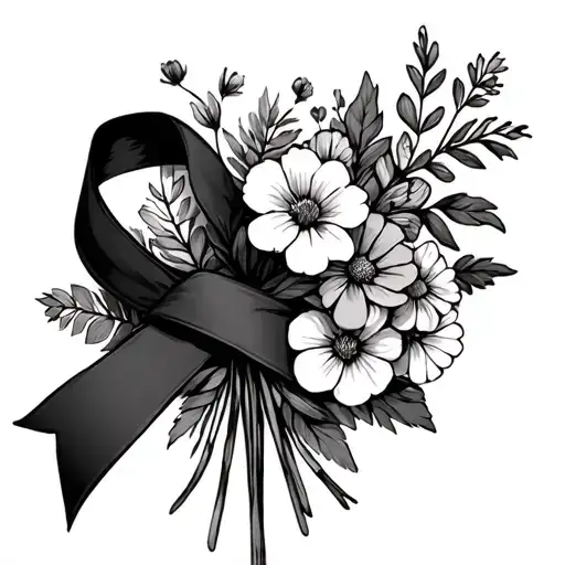 July And May Birth Flower Bouquet Tied Together With Spinabifida Ribbon