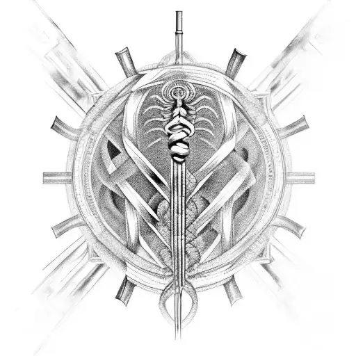A Caduceus Of Aesculapius Intertwined With Dna Strands