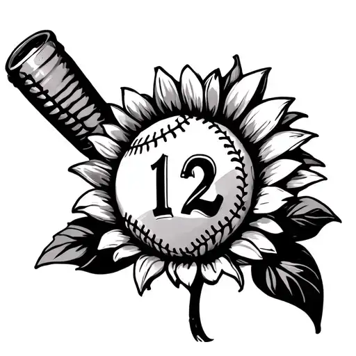 Softball Stitches Wrapping Around My Arm With A Sunflower Can The Number 12