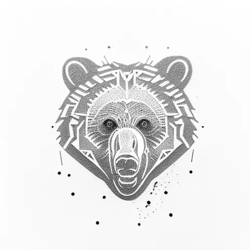 Abstract Geometric Representation Of A Grizzly Bear