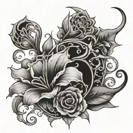 Crescent Moon Flower And Letter Incorporate L S E A O G