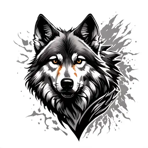 Wolf Head Tattoo Holding