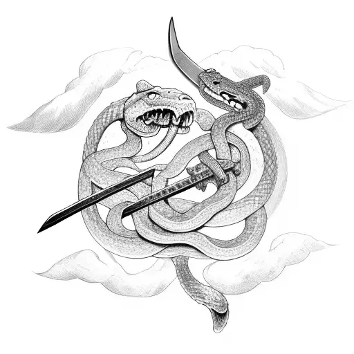 Sword With A Snake Entwined Around The Blade