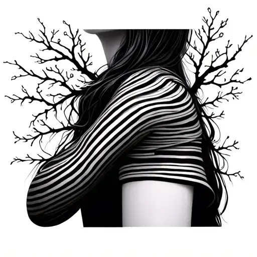 Stripes In The Form Of Branches On A Female Arm Seemed To Be From