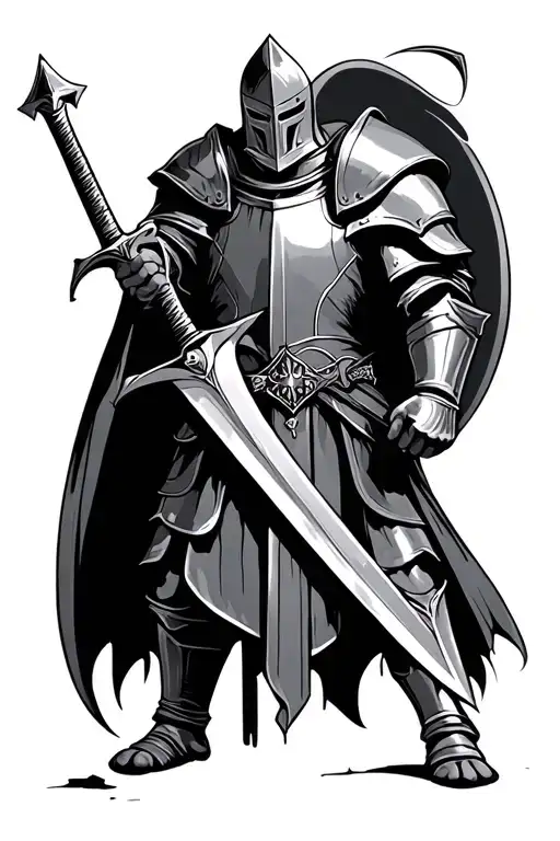 Crusader Knight Holding A Sword